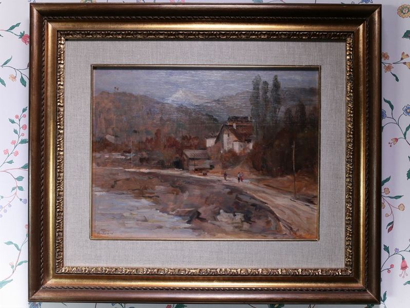 Fortunato Giulio Faini - Paesaggio Campestre con Figure