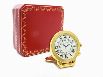Orologio da Tavolo Cartier in Metallo Dorato