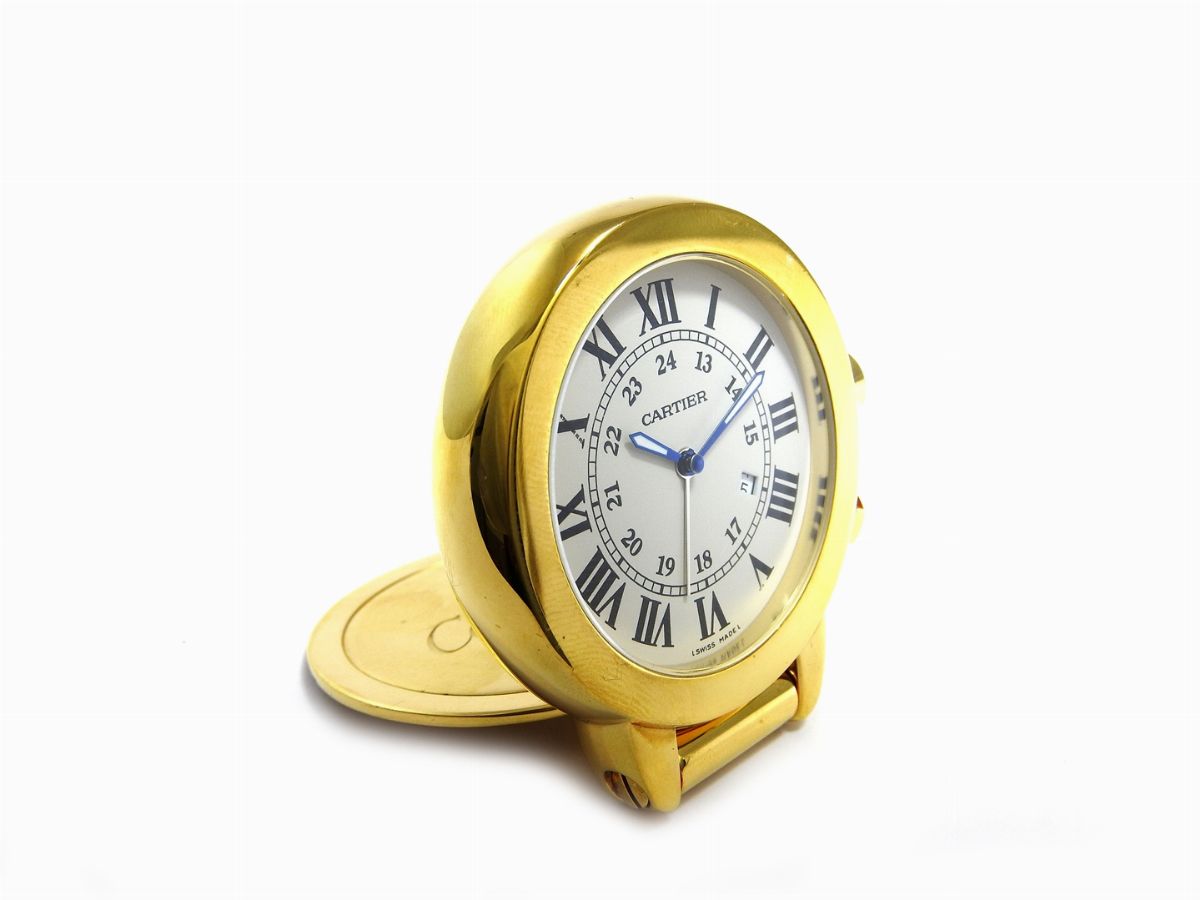 Orologio da Tavolo Cartier in Metallo Dorato