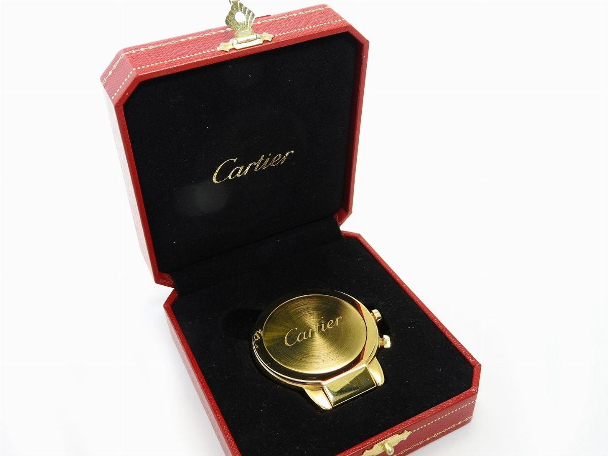 Orologio da Tavolo Cartier in Metallo Dorato