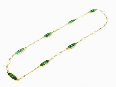 Collana in Oro Giallo e Malachite