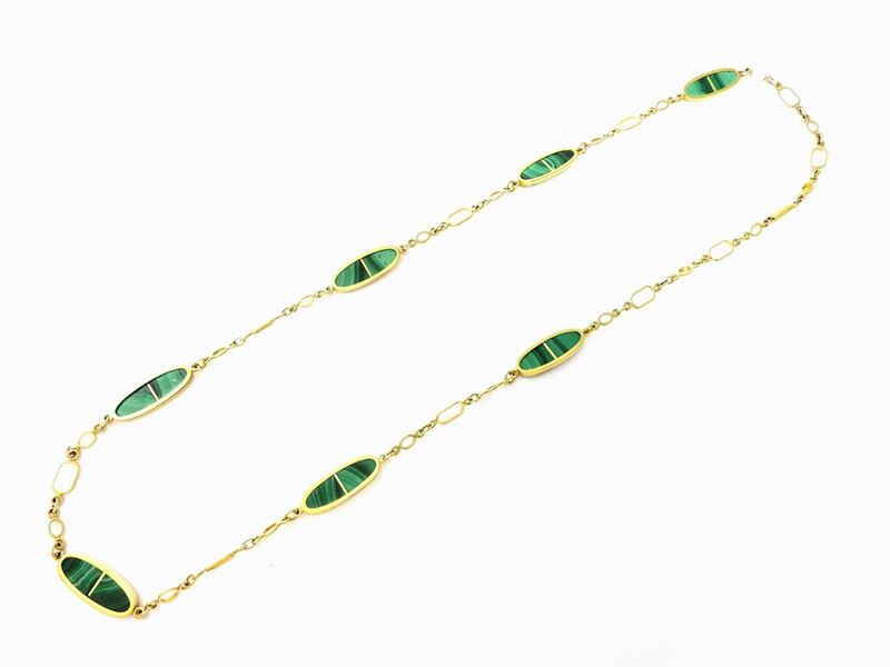 Collana in Oro Giallo e Malachite