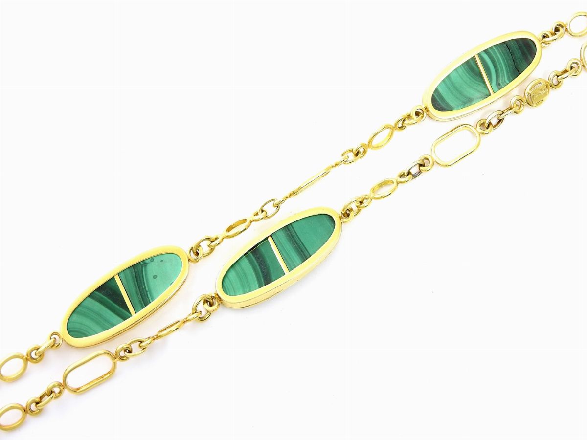 Collana in Oro Giallo e Malachite