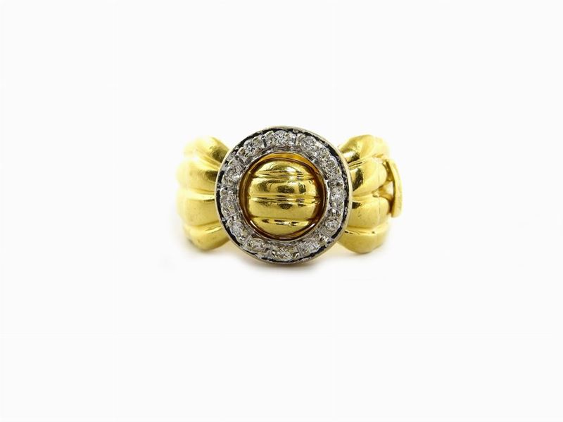Anello Palazzolo in Oro Giallo e Bianco con Diamanti