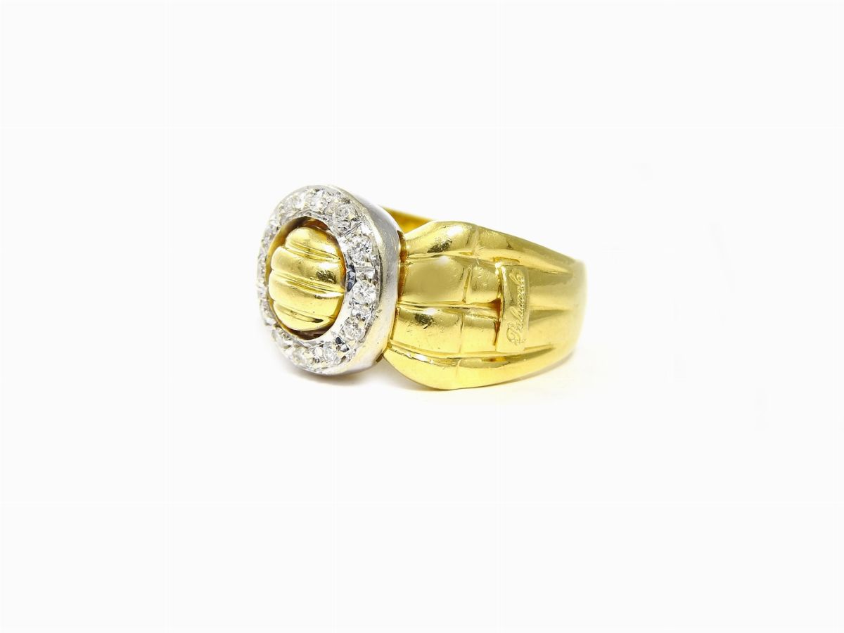 Anello Palazzolo in Oro Giallo e Bianco con Diamanti