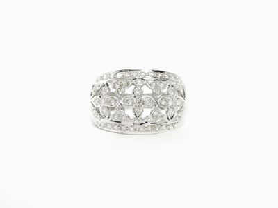 Anello a Fascia in Oro Bianco e Diamanti