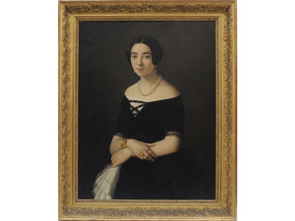 Scuola napoletana, met&#224; del XIX secolo - Portrait of a lady