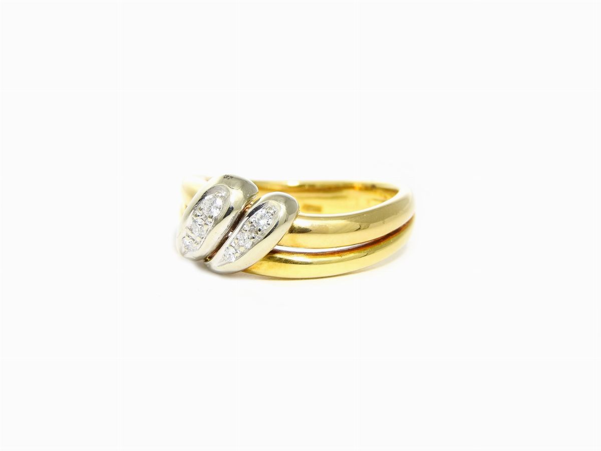 Anello Damiani in Oro Giallo e Bianco con Diamanti