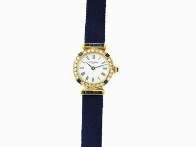 Orologio da Polso per Donna Alexis Barthelay in Oro Giallo, Diamanti e Zaffiri