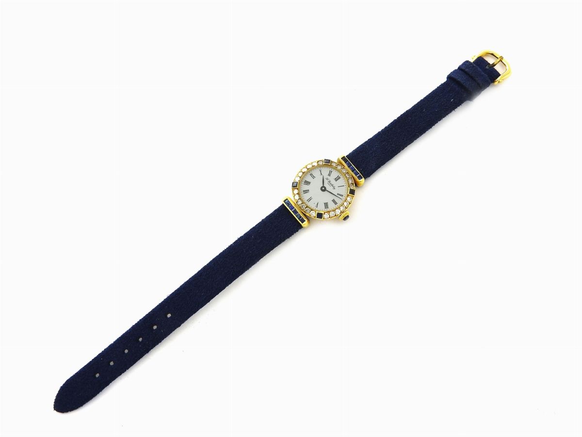 Orologio da Polso per Donna Alexis Barthelay in Oro Giallo, Diamanti e Zaffiri