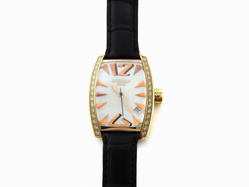 Orologio da Polso per Uomo Locman in Oro Giallo, Diamanti e Madreperla