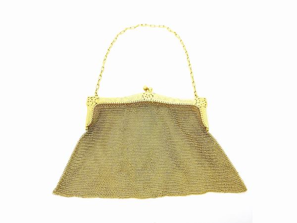 9KT yellow gold woven mesh bag