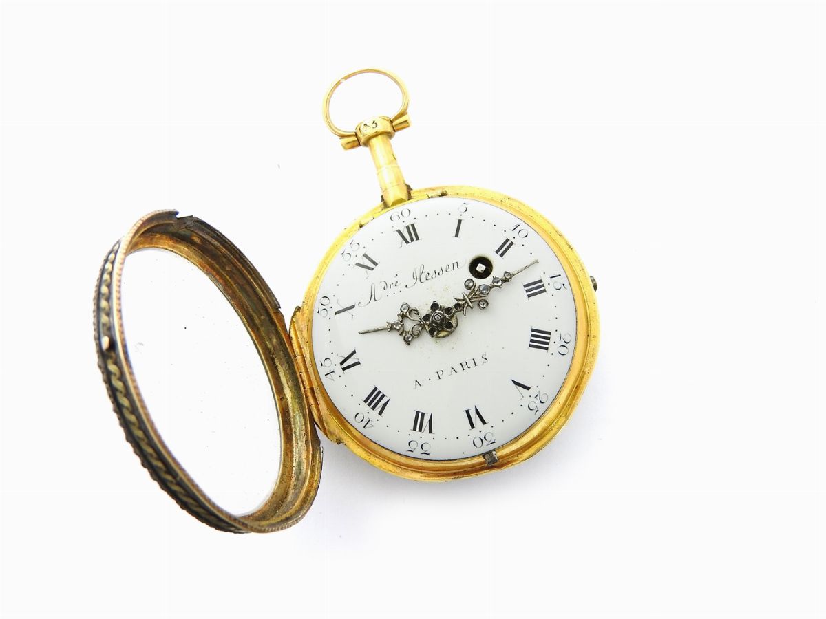 Orologio da Tasca A. Hessen in Oro Giallo e Argento
