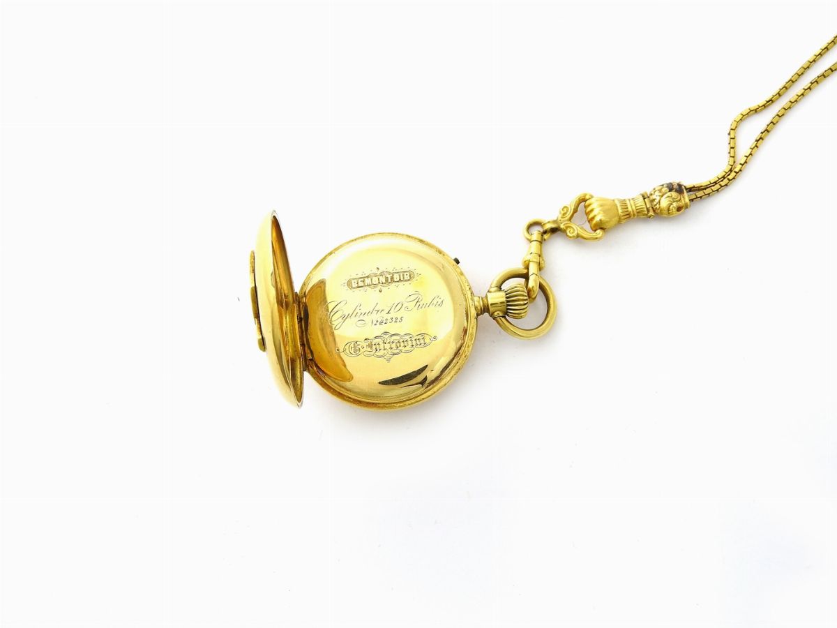 Orologio da Tasca in Oro Giallo B. Introvini con Catena in Oro Giallo