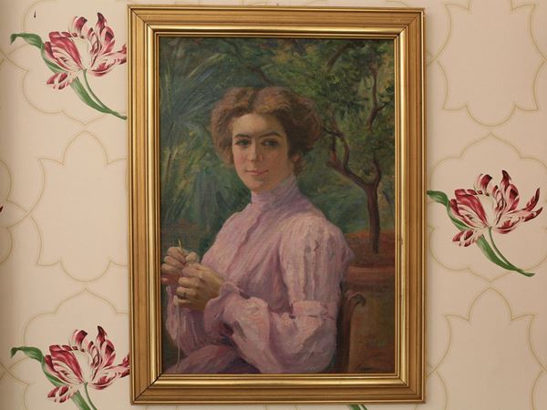 Fernand Riblet : Portrait of a woman  ((1873-1944))  - Auction House Sale: Furniture and Paintings from Villa Roseto  - Florence - II - II - Maison Bibelot - Casa d'Aste Firenze - Milano