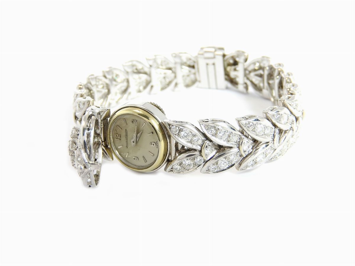 Bracciale Orologio Jaeger le Coultre in Oro Bianco e Diamanti