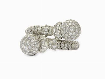Bracciale Orologio Elastico per Donna Rolex in Platino e Diamanti
