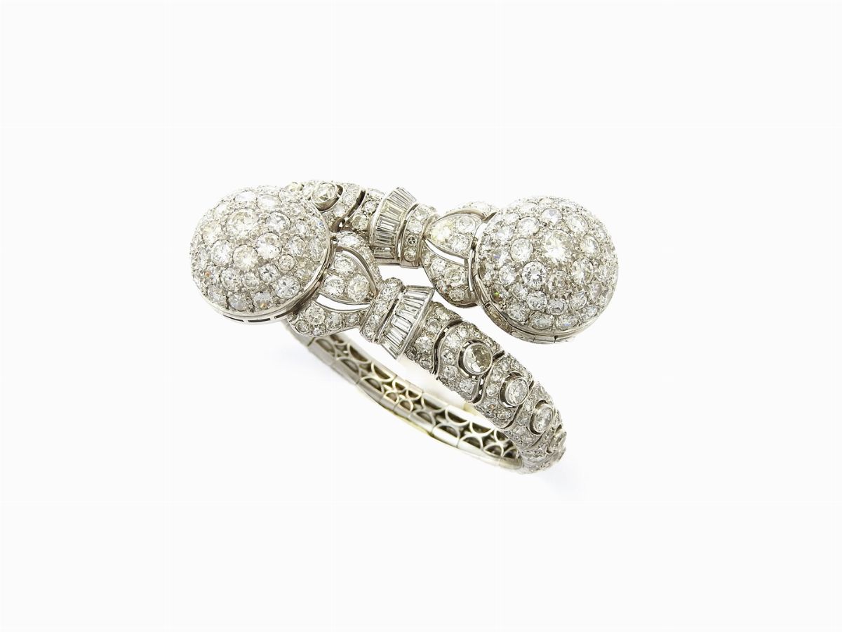 Bracciale Orologio Elastico per Donna Rolex in Platino e Diamanti