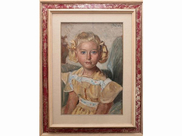 Paolo Ghiglia : Portrait of a Girl  ((1905-1979))  - Auction House Sale: Furniture and Paintings from Villa Roseto - Florence - III - III - Maison Bibelot - Casa d'Aste Firenze - Milano