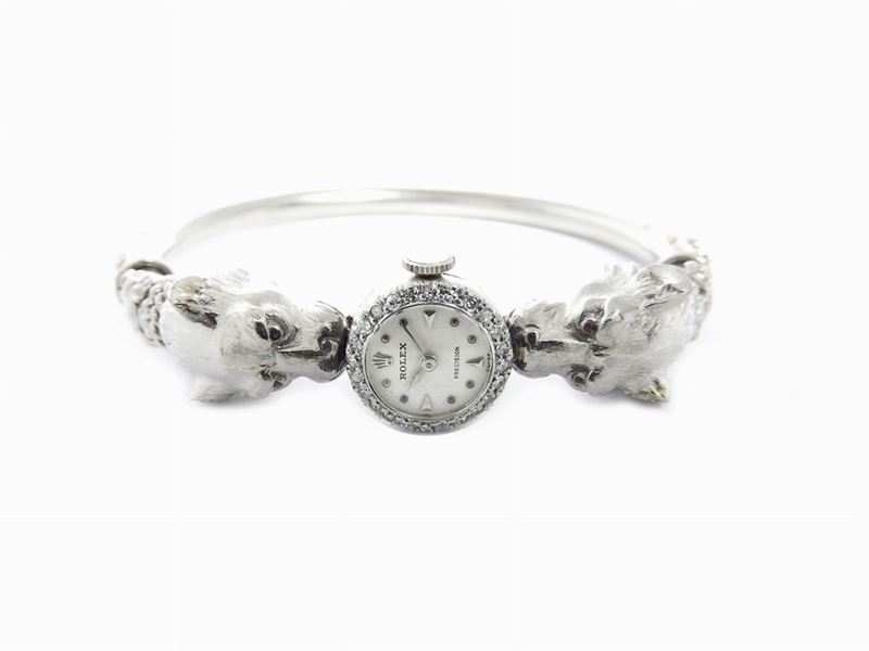 Bracciale Orologio Rolex in Oro Bianco e Diamanti