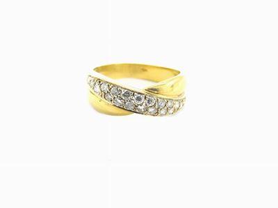 Anello in Oro Giallo e Bianco con Diamanti