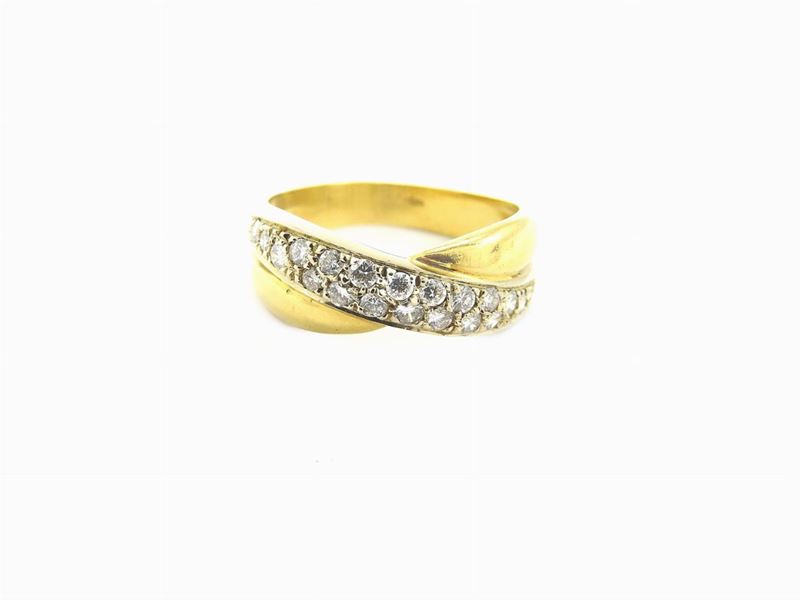 Anello in Oro Giallo e Bianco con Diamanti
