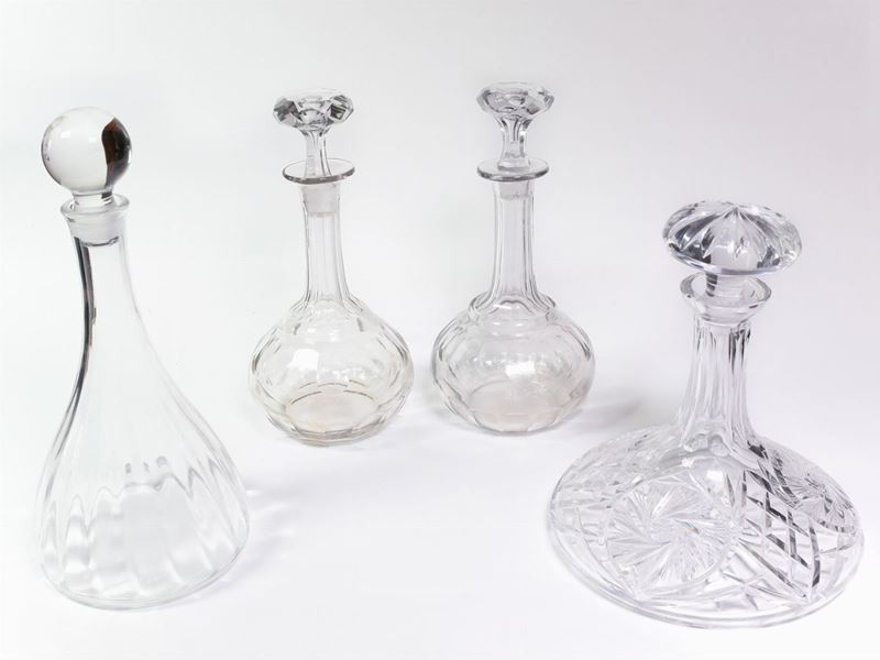 Quattro Bottiglie da Liquore in Cristallo