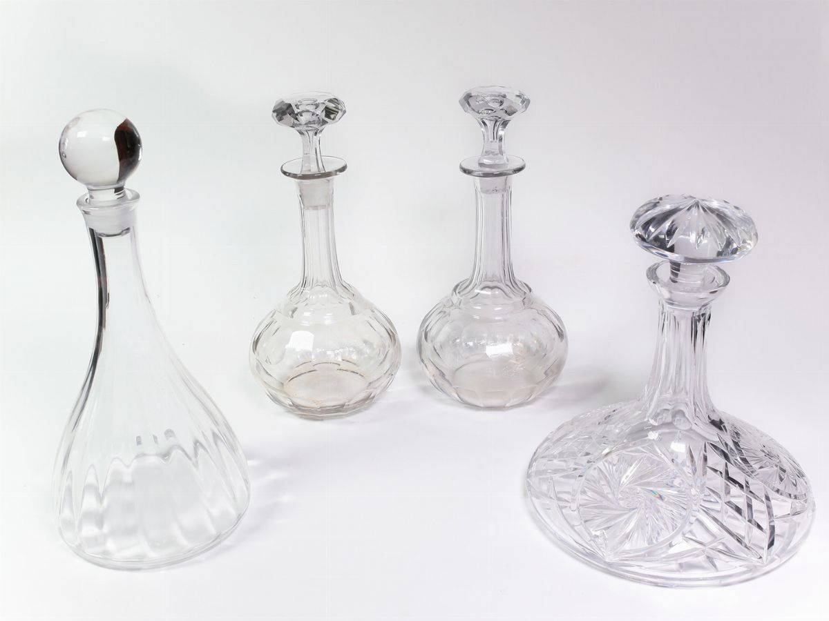 Quattro Bottiglie da Liquore in Cristallo