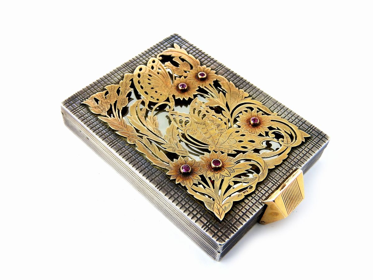 Scatola Portacipria Boucheron in Argento, Oro Giallo e Rubini