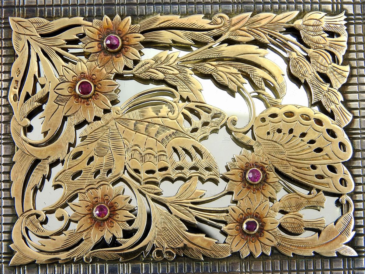 Scatola Portacipria Boucheron in Argento, Oro Giallo e Rubini