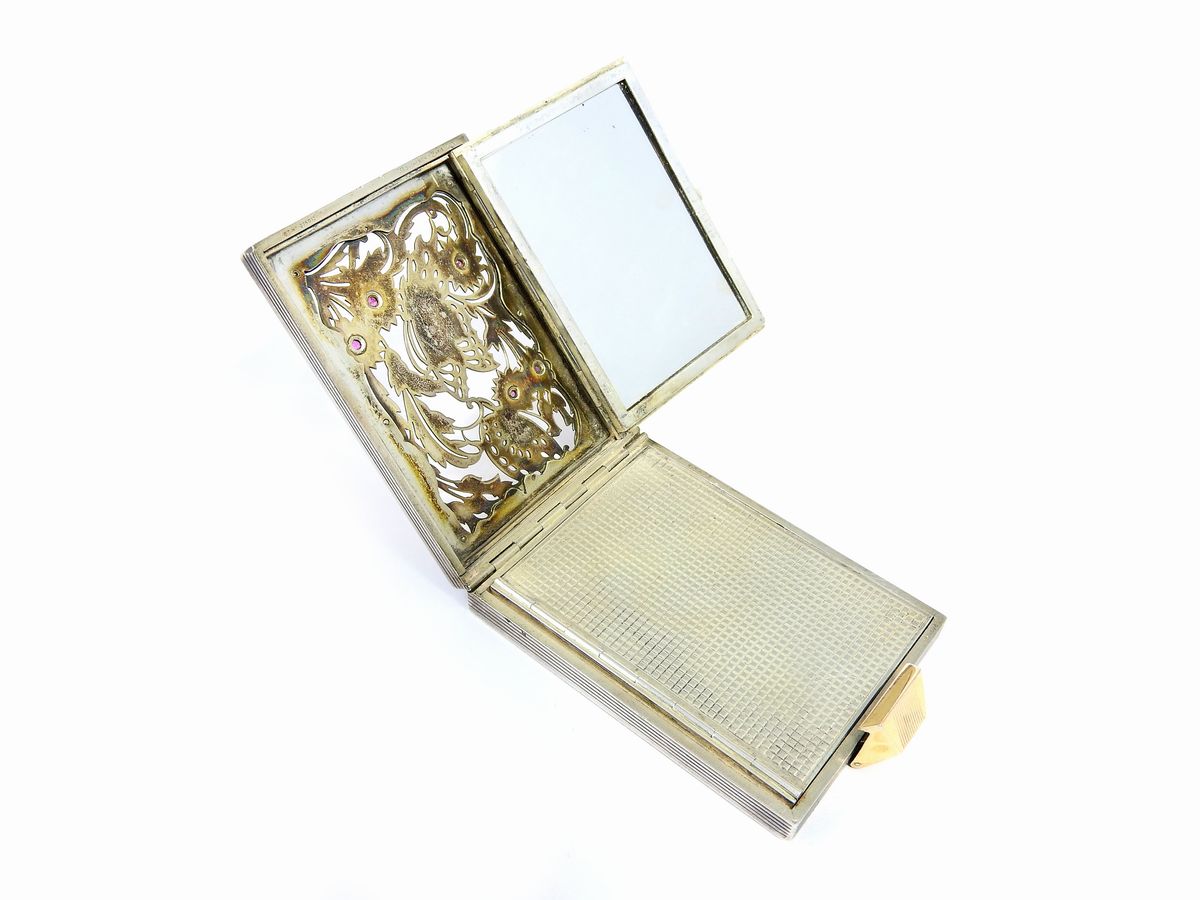 Scatola Portacipria Boucheron in Argento, Oro Giallo e Rubini
