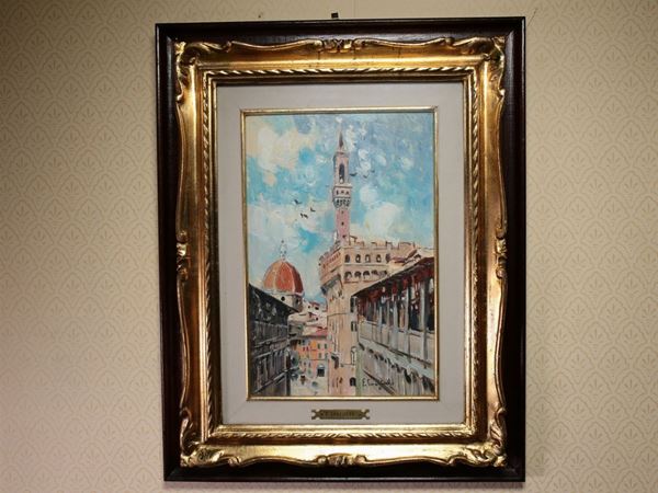 Francesco Cangiullo : View of Florence  ((1884-1977))  - Auction House Sale: Furniture and Paintings from Villa Roseto - Florence - III - III - Maison Bibelot - Casa d'Aste Firenze - Milano