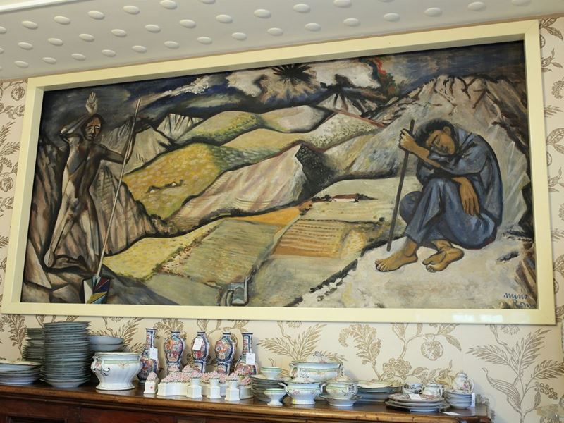 Mario Romoli - Paesaggio con Figure 1959