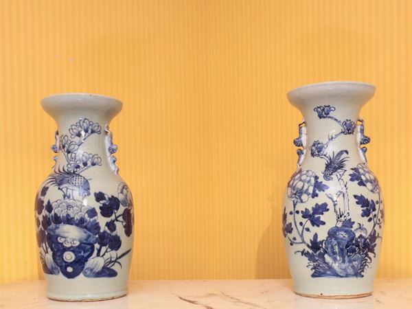 A couple of ceramic vases
