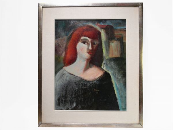 Dino Ferrari : Ritratto femminile 1958  ((1914-2000))  - Asta Arredi e dipinti antichi  / Arte moderna e contemporanea - I - Maison Bibelot - Casa d'Aste Firenze - Milano