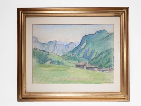 Orazio Toschi : Estate a Sauris (Carnia)  ((1887-1972))  - Asta Arredi e dipinti antichi  / Arte moderna e contemporanea - I - Maison Bibelot - Casa d'Aste Firenze - Milano