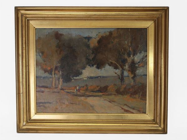 Ludovico Tommasi : Landscape with figures  ((1866-1941))  - Auction House Sale: Furniture and Paintings from Villa Roseto  - Florence - II - II - Maison Bibelot - Casa d'Aste Firenze - Milano