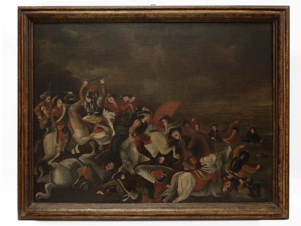 Scuola napoletana del XVII/XVIII secolo - Scena di battaglia