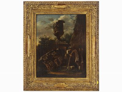 Capricci Architettonici con Rovine Romane e Personaggi