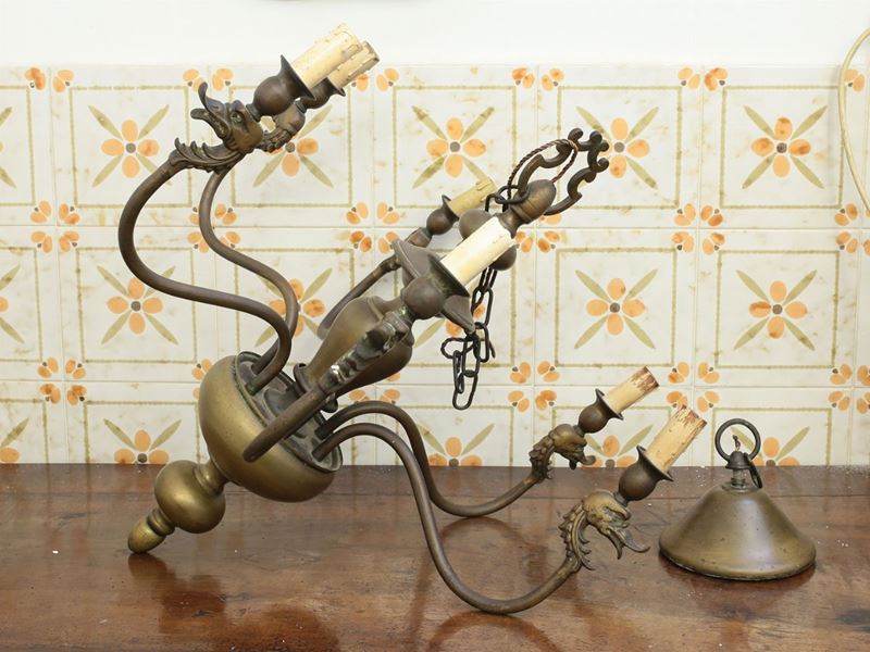 Lampadario di Gusto Fiammingo in Bronzo