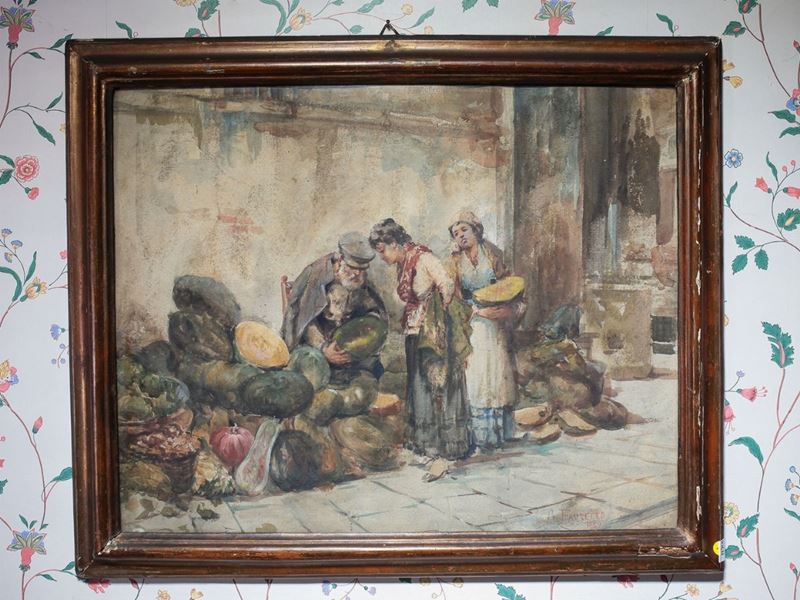 Favretto Giacomo Attribuito - Al Mercato 1869