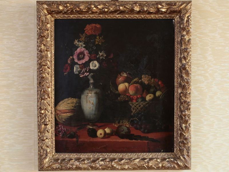 Tommaso Salini Attribuito (1575-1625) - Natura Morta con Frutti e Fiori