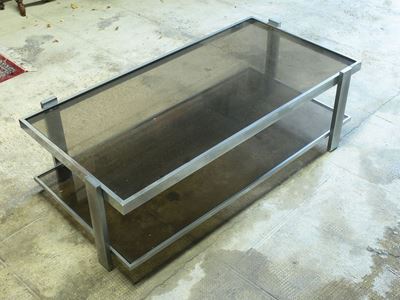 Tavolo Basso Moderno in Metallo e Carrello Portavivande