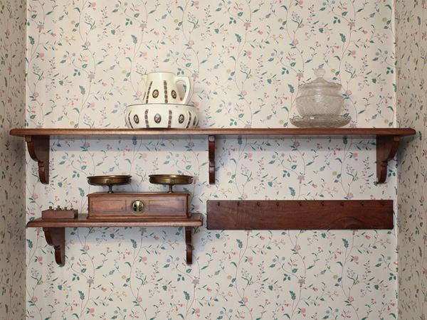 A couple of walnut shelves  - Auction Furniture, silverware,  old master paintings and curiosity - Maison Bibelot - Casa d'Aste Firenze - Milano