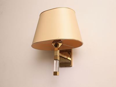 Coppia di Applique in Bronzo Dorato e Plexiglass