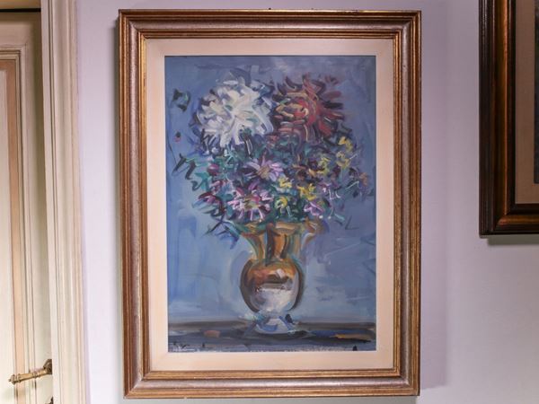 Enzo Pregno : Flowers in a vase  ((1898-1972))  - Auction House Sale: Furniture and Paintings from Villa Roseto  - Florence - II - II - Maison Bibelot - Casa d'Aste Firenze - Milano