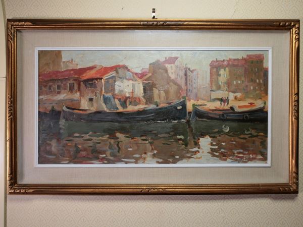 Basso Ragni : View of Livorno  ((1921-1979))  - Auction House Sale: Furniture and Paintings from Villa Roseto  - Florence - II - II - Maison Bibelot - Casa d'Aste Firenze - Milano