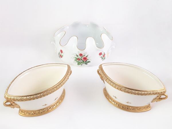 Three porcelain centerpieces