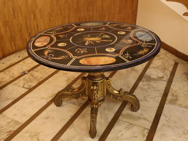 A scagliola and giltwood table