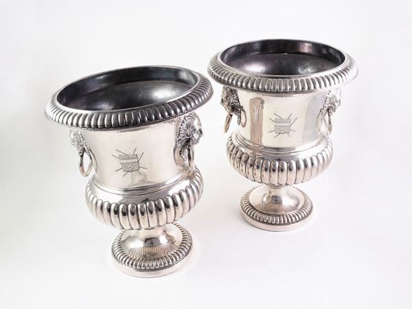 A couple of silverplated copper coolers